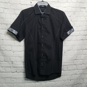 ENVY Couture Cotton Short Sleeve Buttondown Shirt Small